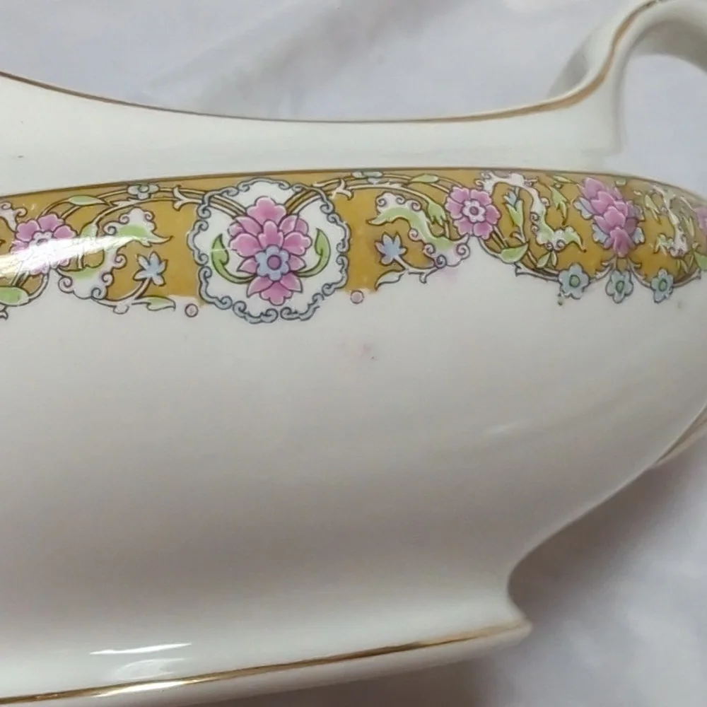 Antique 1890's John Maddox & Sons Porcelain Royal Vitreous Gravy Boat & Plate